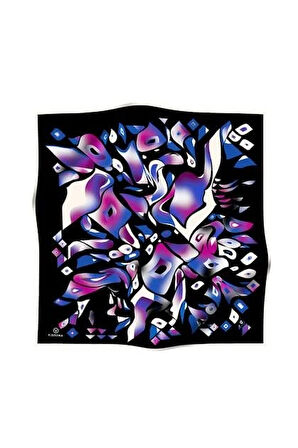 Vissona Tivil İpek Eşarp 50548 -2 - 0001 - 0032 Siyah Soyut Desen