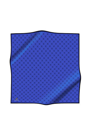 %100 Twill İpek Monogram Desenli Saks Renkli 90x90 Eşarp Dikim Şekli : El Dikişi