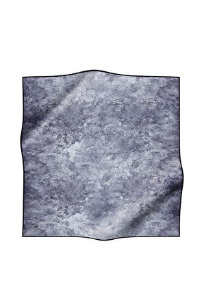 %100 Twill İpek Doku Desenli Gümüş Renkli 90x90 Eşarp Dikim Şekli : El Dikişi