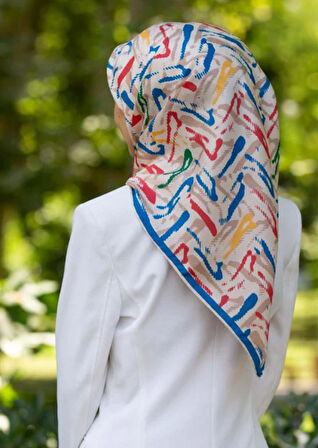 Vissona Tivil İpek Eşarp 60328-3-0016-0031 Krem Karışık Desen