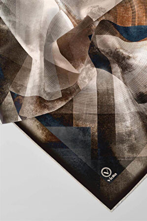 Twill Batik Desenli Vizon - İndigo Renkli 90x90 Eşarp (İpek İçermez) Dikim Şekli : El Dikişi