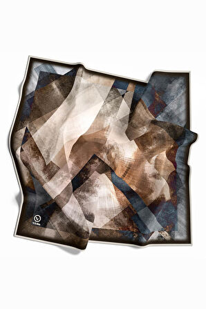 Twill Batik Desenli Vizon - İndigo Renkli 90x90 Eşarp (İpek İçermez) Dikim Şekli : El Dikişi