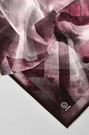 Twill Batik Desenli Mürdüm Renkli 90x90 Eşarp (İpek İçermez) Dikim Şekli : El Dikişi