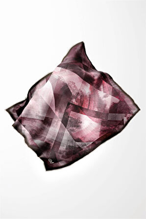 Twill Batik Desenli Mürdüm Renkli 90x90 Eşarp (İpek İçermez) Dikim Şekli : El Dikişi