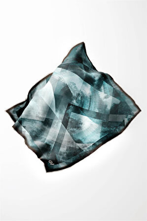 Twill Batik Desenli Petrol Yeşili Renkli 90x90 Eşarp (İpek İçermez) Dikim Şekli : El Dikişi