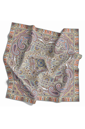 Kristal Şal Desenli Gri Renkli 90x90 Eşarp (İpek İçermez) Dikim Şekli : El Dikişi
