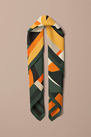 Saten İpek Geometrik Desenli Kadın Bandana