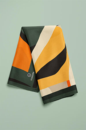 Saten İpek Geometrik Desenli Kadın Bandana