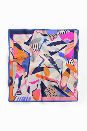 Saten İpek Geometrik Desenli Kadın Bandana