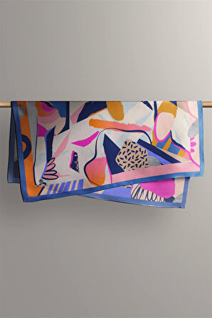 Saten İpek Geometrik Desenli Kadın Bandana