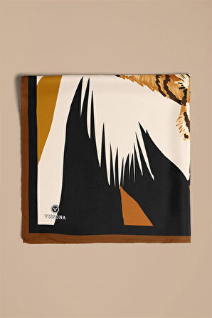 Saten İpek Kaplan Desenli Kadın Bandana