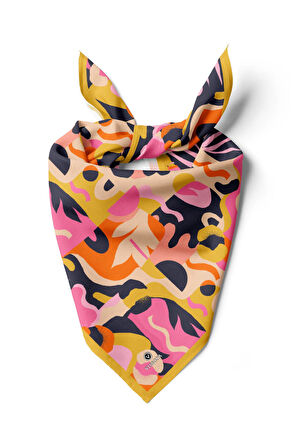 Saten İpek Geometrik Desenli Kadın Bandana