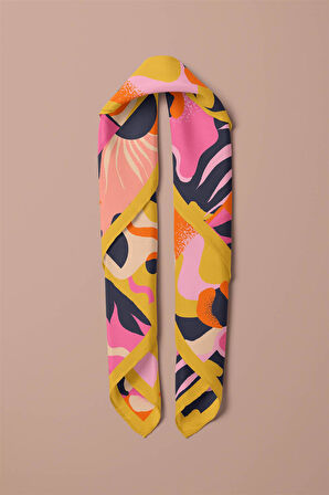 Saten İpek Geometrik Desenli Kadın Bandana