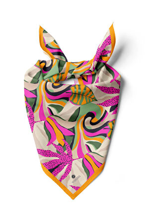 Saten İpek Geometrik Desenli Kadın Bandana