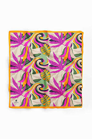 Saten İpek Geometrik Desenli Kadın Bandana