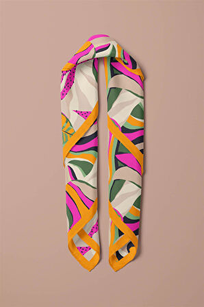 Saten İpek Geometrik Desenli Kadın Bandana