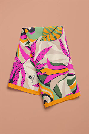 Saten İpek Geometrik Desenli Kadın Bandana