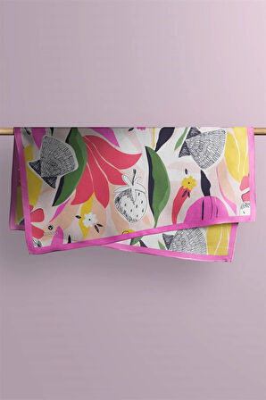 Saten İpek Çiçek Desenli Kadın Bandana