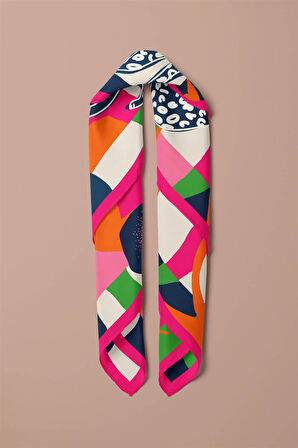 Saten İpek Kaplan Desenli Kadın Bandana