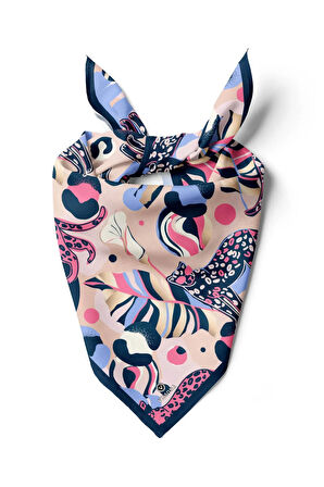 Saten İpek Kaplan Desenli Kadın Bandana