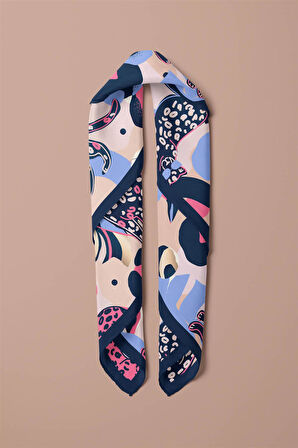 Saten İpek Kaplan Desenli Kadın Bandana