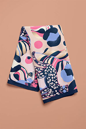 Saten İpek Kaplan Desenli Kadın Bandana