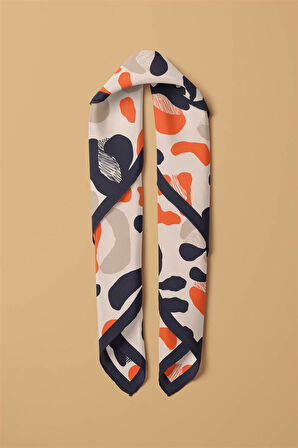 Saten İpek Leopar Desenli Kadın Bandana