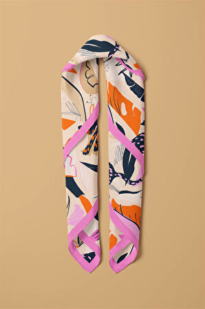 Saten İpek Kaplan Desenli Kadın Bandana