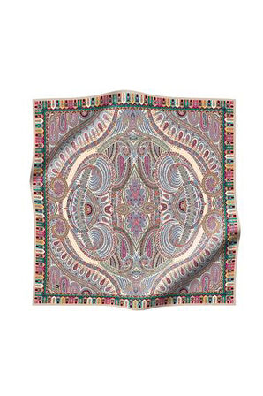 Vissona Tivil İpek Eşarp 60776 - 4 - 0005 - 0031 Koyu Pembe Etnik Desen 