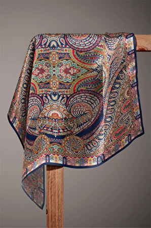 Vissona Twill İpek Eşarp Lacivert 60776-5