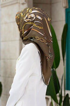 Vissona Tivil İpek Eşarp 17558 - 5 - 0015 - 0013 Bakır Zincir Desen