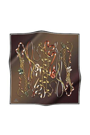 Vissona Tivil İpek Eşarp 17558 - 5 - 0015 - 0013 Bakır Zincir Desen