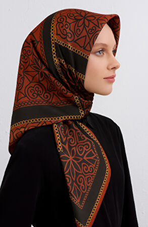 Vissona Tivil İpek Eşarp 17080 - 8 - 0014 - 0014 Bordo Etnik Desen