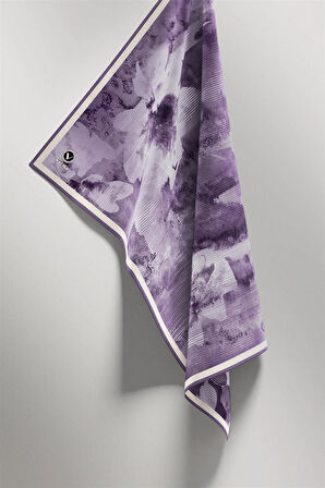 Twill Batik Desenli Lila Renkli 90x90 Eşarp (İpek İçermez) Dikim Şekli : El Dikişi