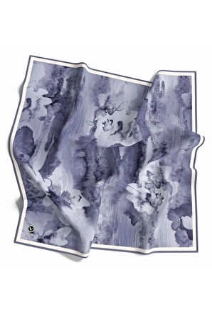 Twill Batik Desenli Bebe Mavisi Renkli 90x90 Eşarp (İpek İçermez) Dikim Şekli : El Dikişi