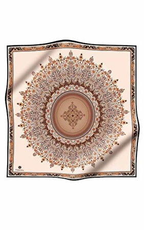 Vissona Tivil İpek Eşarp 17547 - 1 - 0004 Bej Etnik Desen