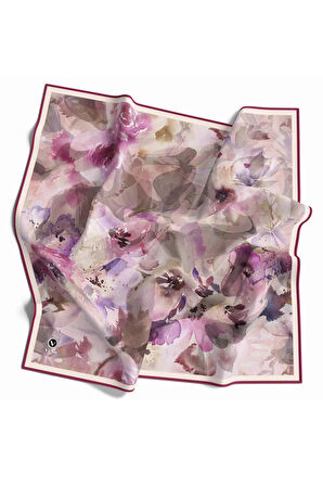 Rayon Çiçek Desenli Pembe Renkli 90x90 Eşarp (İpek İçermez) Dikim Şekli : El Dikişi