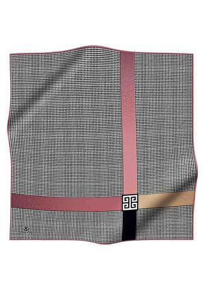 %100 Twill İpek Kazayağı Desenli Pudra - Gül Kurusu Renkli 90x90 Eşarp Dikim Şekli : El Dikişi