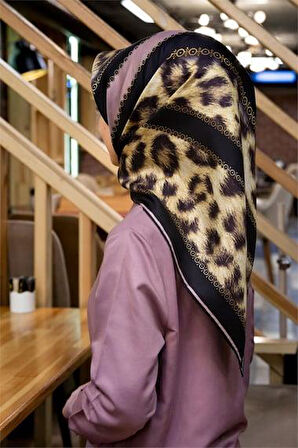 Vissona Tivil İpek Eşarp 17065 - 0019 - 0001 Pudra Leopar Desen