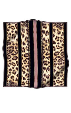 Vissona Tivil İpek Eşarp 17065 - 0019 - 0001 Pudra Leopar Desen