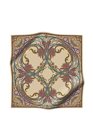 Vissona Tivil İpek Eşarp 60777 - 5 - 0004 - 0026 Açık Sarı Etnik Desen