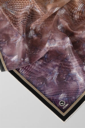 Twill Batik Desenli Pembe Renkli 90x90 Eşarp (İpek İçermez) Kenar Dikiş Şekli El Dikişli