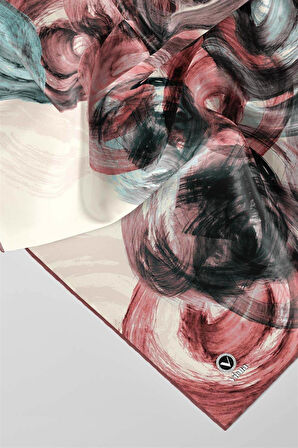 Twill Fırça Efektli Desenli Pudra Renkli 90x90 Eşarp (İpek İçermez) Kenar Dikiş Şekli El Dikişli