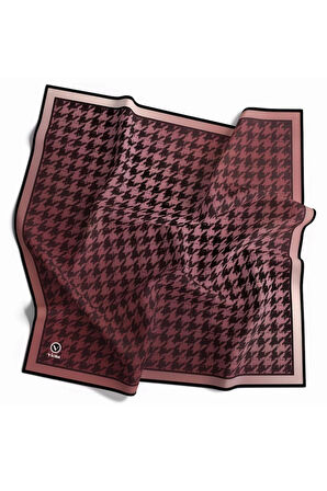 Twill Kazayağı Desenli Pudra Renkli 90x90 Eşarp (İpek İçermez) Kenar Dikiş Şekli El Dikişli