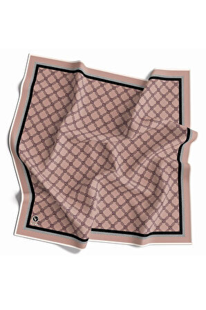 Twill Minik Motifli Geometrik Desenli Pudra Renkli 90x90 Eşarp (İpek İçermez) Dikim Şekli : El Dikişi