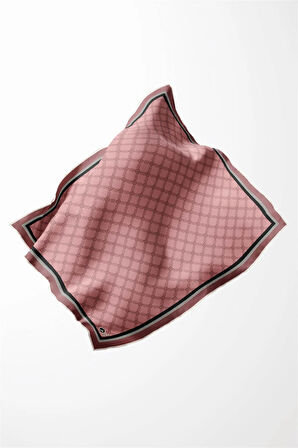 Twill Minik Motifli Geometrik Desenli Pembe Renkli 90x90 Eşarp (İpek İçermez) Dikim Şekli : El Dikişi