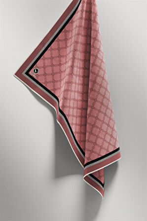 Twill Minik Motifli Geometrik Desenli Pembe Renkli 90x90 Eşarp (İpek İçermez) Dikim Şekli : El Dikişi