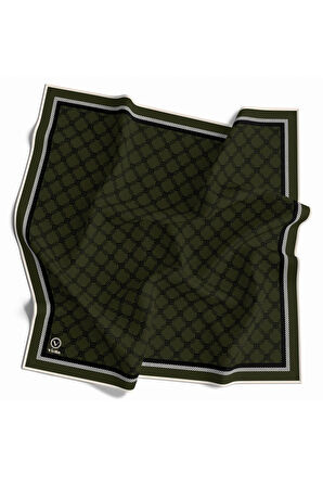 Twill Minik Motifli Geometrik Desenli Haki Renkli 90x90 Eşarp (İpek İçermez) Dikim Şekli : El Dikişi