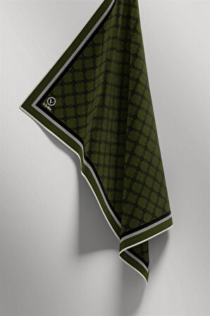 Twill Minik Motifli Geometrik Desenli Haki Renkli 90x90 Eşarp (İpek İçermez) Dikim Şekli : El Dikişi