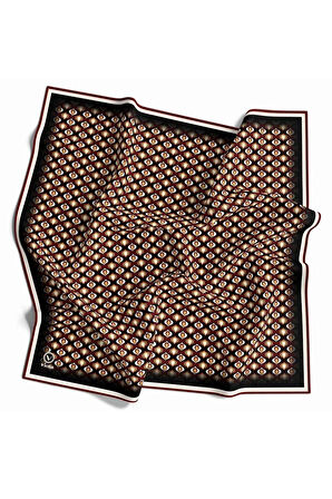 Twill Çıtır Desenli Bordo Renkli 90x90 Eşarp (İpek İçermez) Kenar Dikiş Şekli El Dikişli